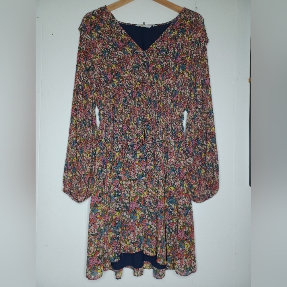 Boden Floral Smocked Long-Sleeve Dress - Pink Multi